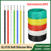 1M 5M UL3135 Soft Silicone Wires 30 28 26 24 22 20 18 16 14 12 10 AWG Tinned Copper High Temperature Resistant Electric Cable