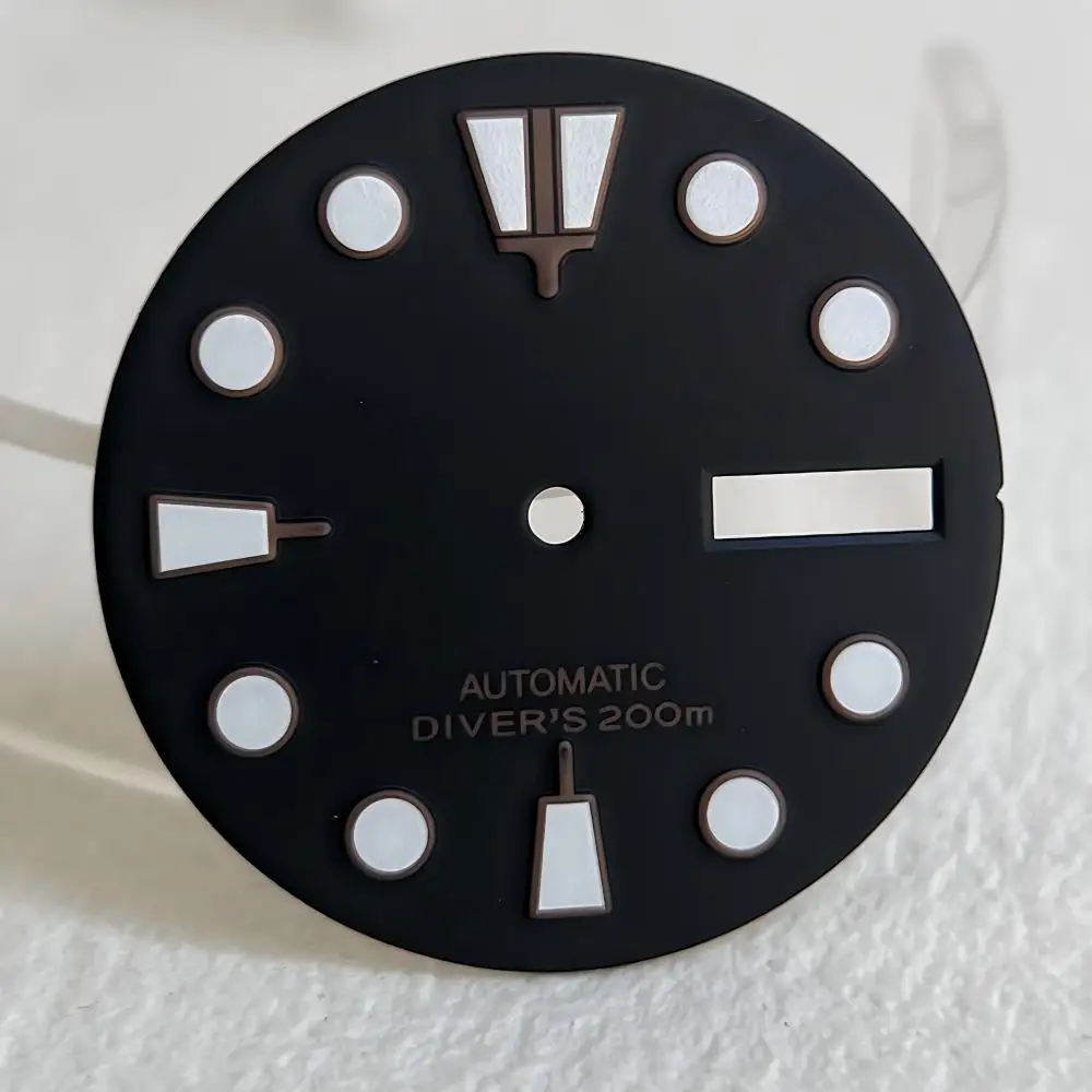 NH36 Dial 28.5mm NH36 S Logo Black Gilt Face Day Date Green Luminous Fits 3.0 3.8 Crown Mod Parts