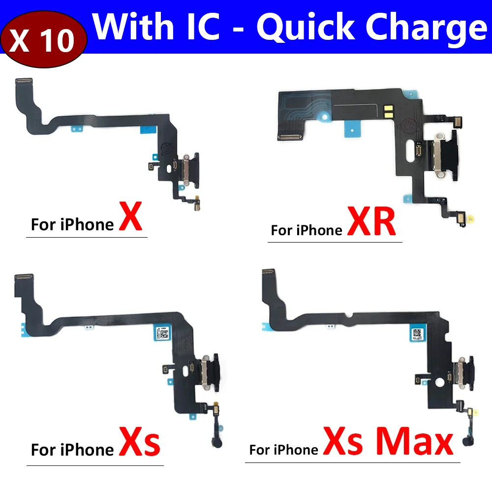 

10Pcs/Lot, USB Charging Port Board Flex Cable Connector For Iphone X XR XS Max Microphone Module