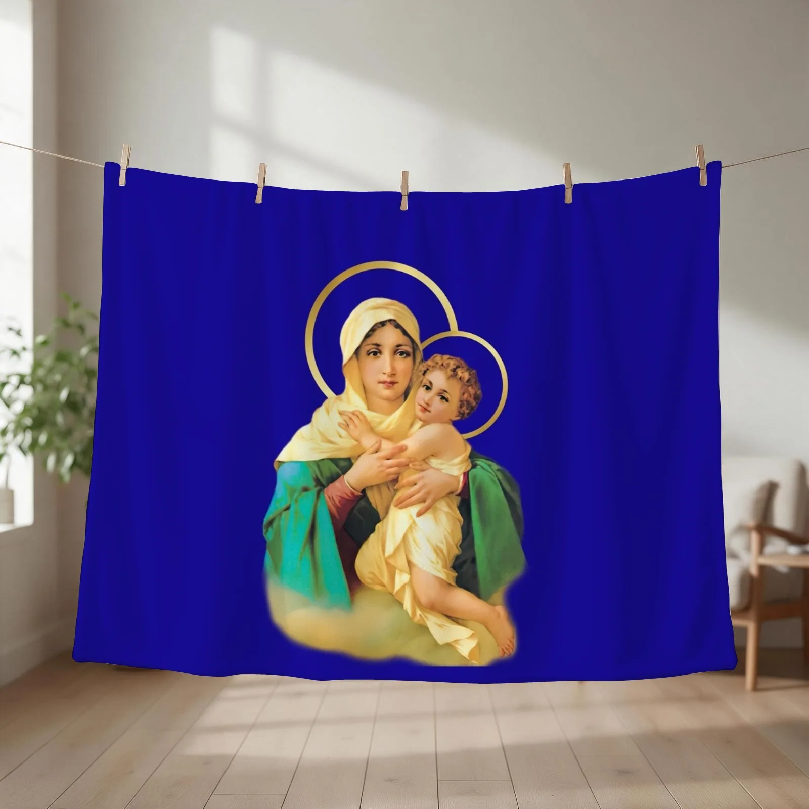 Our Lady of Schoenstatt Virgin Mary Catholic Saint 2020-020 Throw Blanket couch cozy soft plush fuzzy picnic outdoor blanket