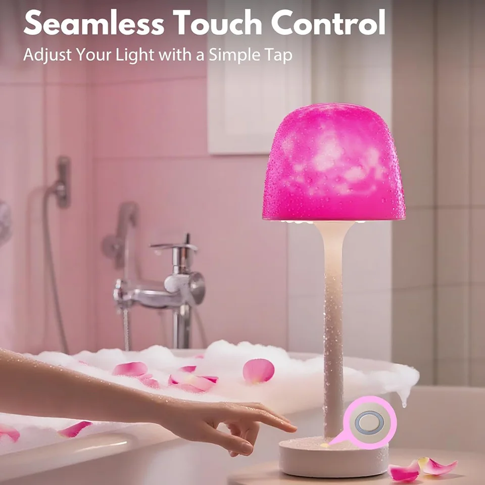 Lámpara de ducha impermeable para ducha interior, lámparas de baño RGB, luz de ducha inalámbrica táctil remota, proyector de olas de océano LED de 16 colores
