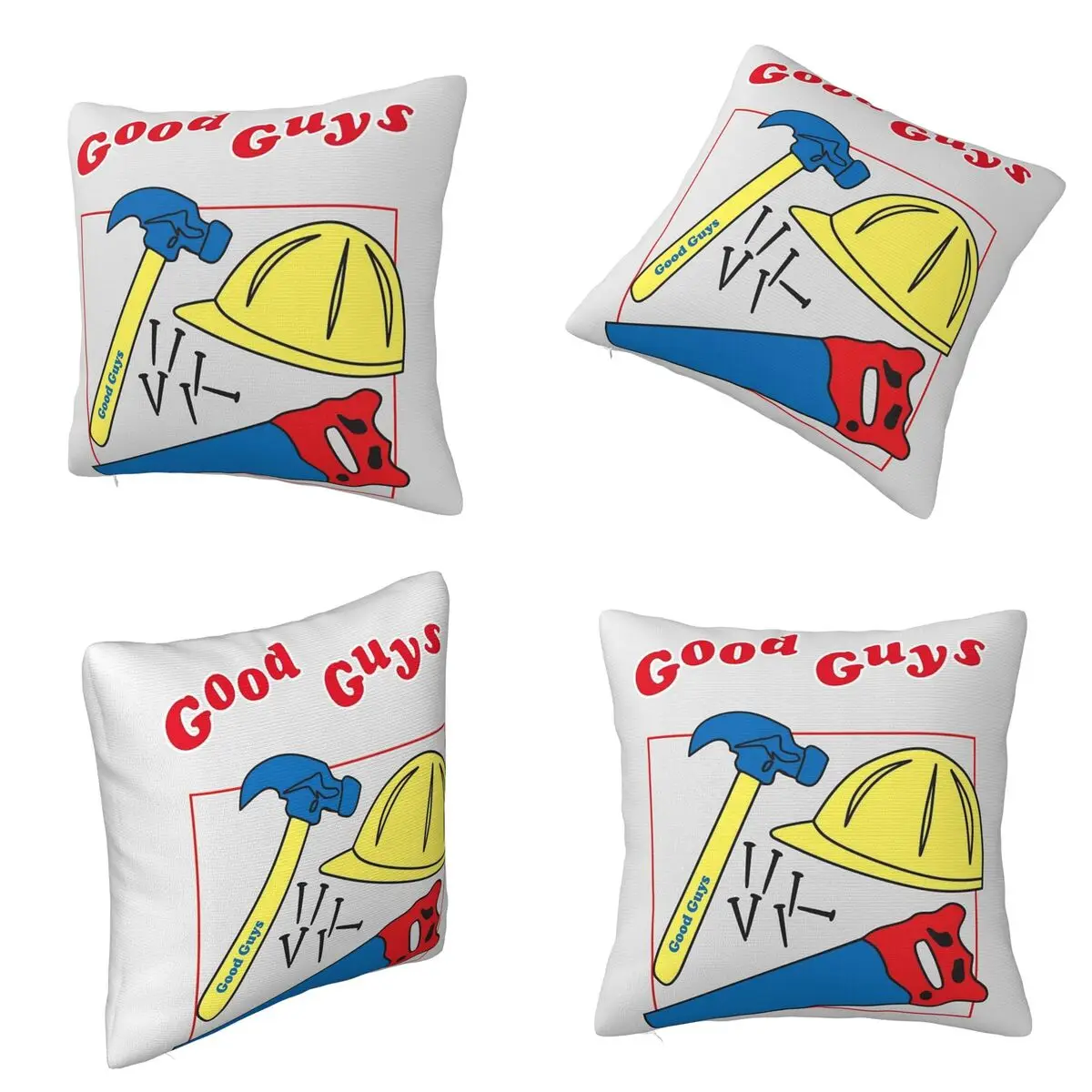 Good Guys Child's Play Chucky Killer Doll Construction Square Pillowcase Cushion Cover Pillow Case Throw Pillow Cover for Home
