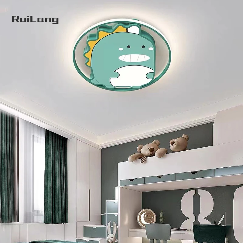 Imagem -03 - Modern Round Led Ceiling Light para Crianças Lâmpada do Quarto Study Cartoon Animal Fofo Dinossauro Lustre de Teto para Crianças Quartos Meninos