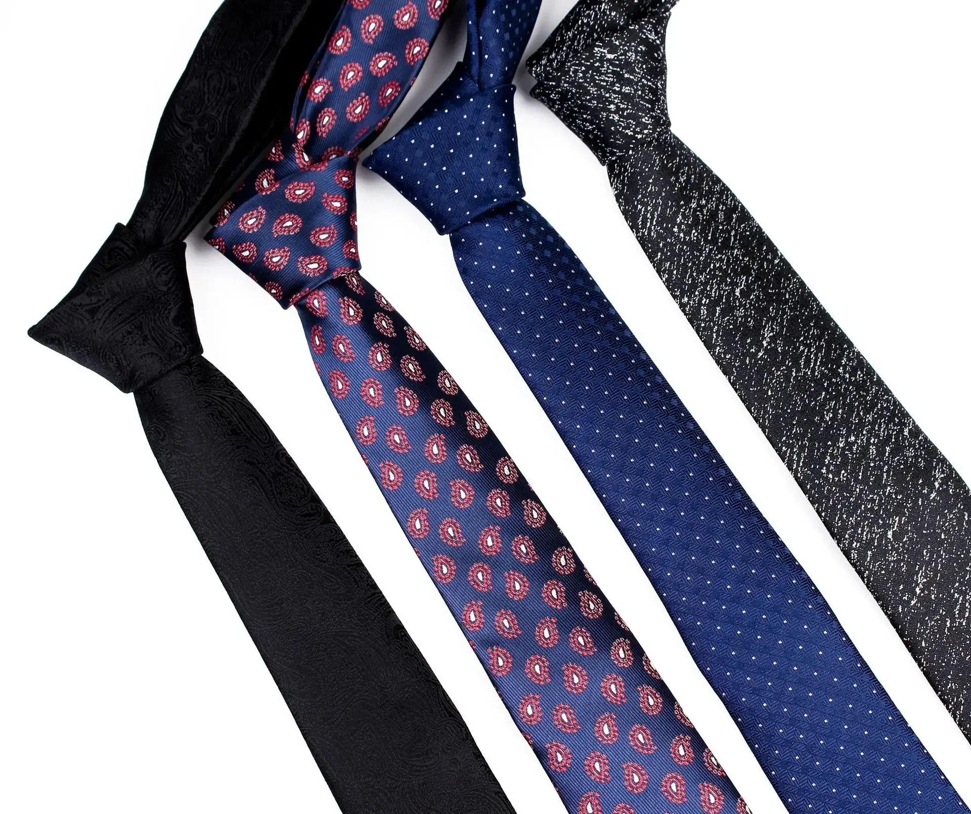 MUGIVALA  6cm Narrow Tie 1200 Needle Polyester Tie Personalized Business Tie For Men Gentlemen Dot Paisley Necktie