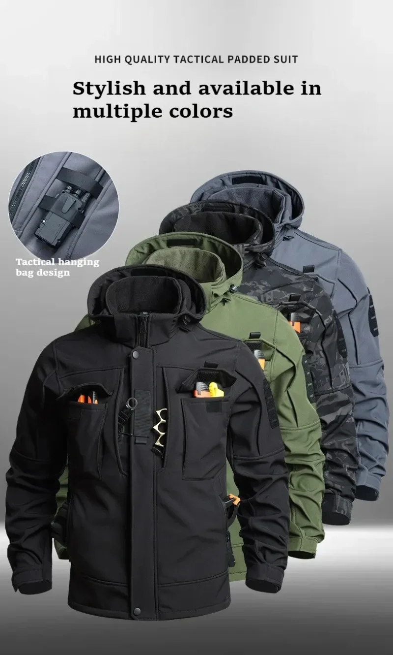 Verstärkter Fleece-Winter-Outdoor-Kletteranzug, Herren-Arbeitskleidung, Wasserdicht, Winddicht, Wärmeisolierend, Zweiteiliges Set, Unisex, Herbst-Winter – Detail 11