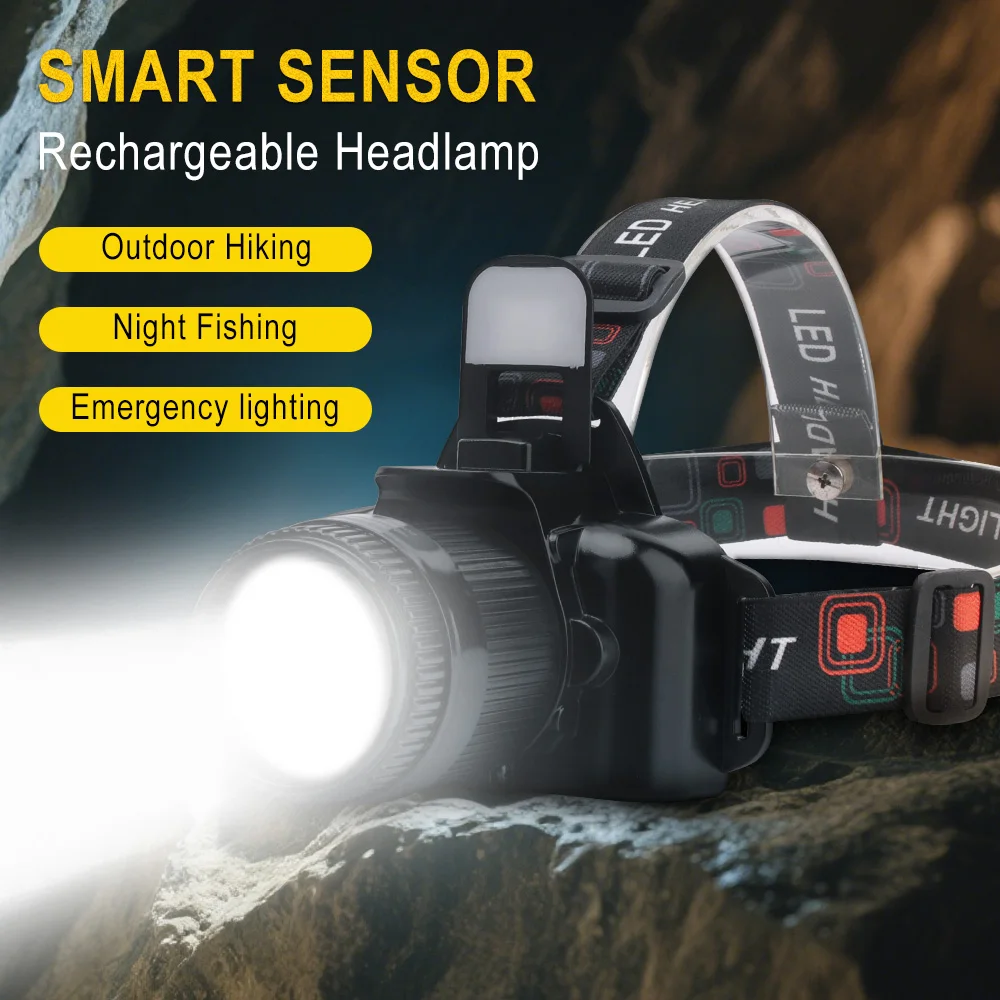 BORUiT محس حركة رئيس مصباح المحمولة أضواء كاشفة قابلة للشحن زوومابلي قوية مقاوم للماء رئيس الشعلة للتخييم في الهواء الطلق الأسماك #3