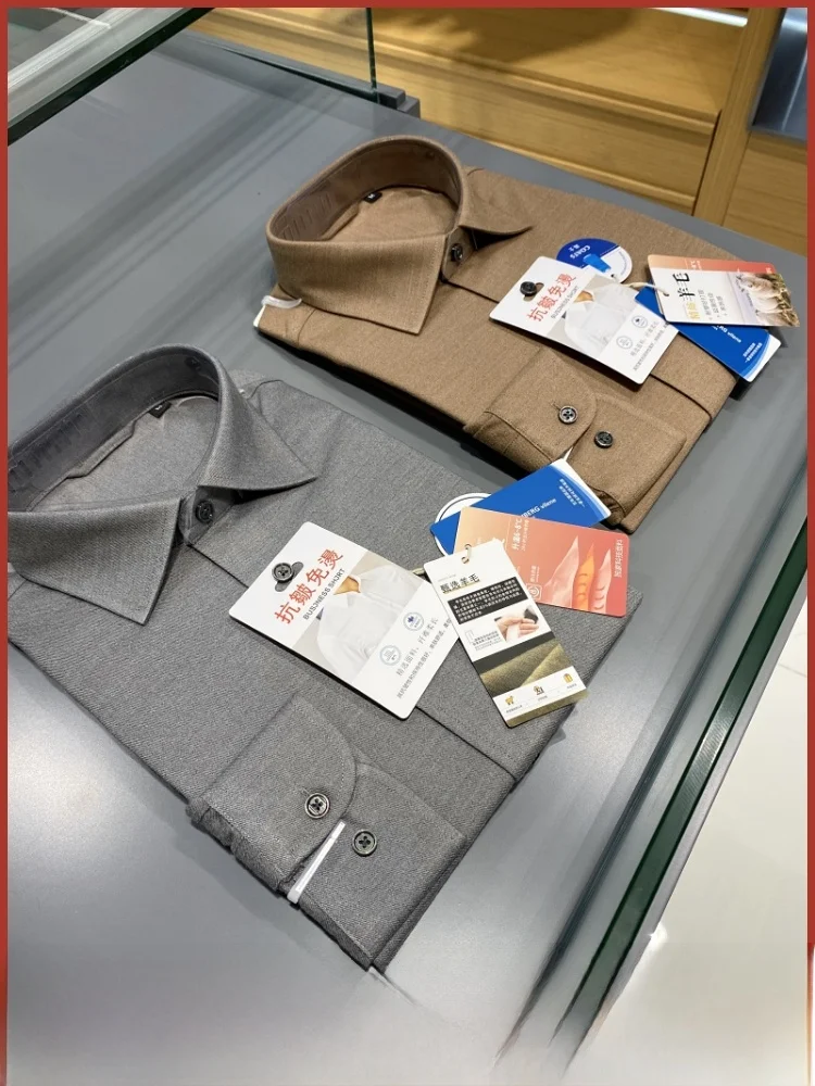 

Extrine Spun Wool Silk Casual Long Sve irt for Men Anti Wrinkle No Ironing Required Busin Casual irt