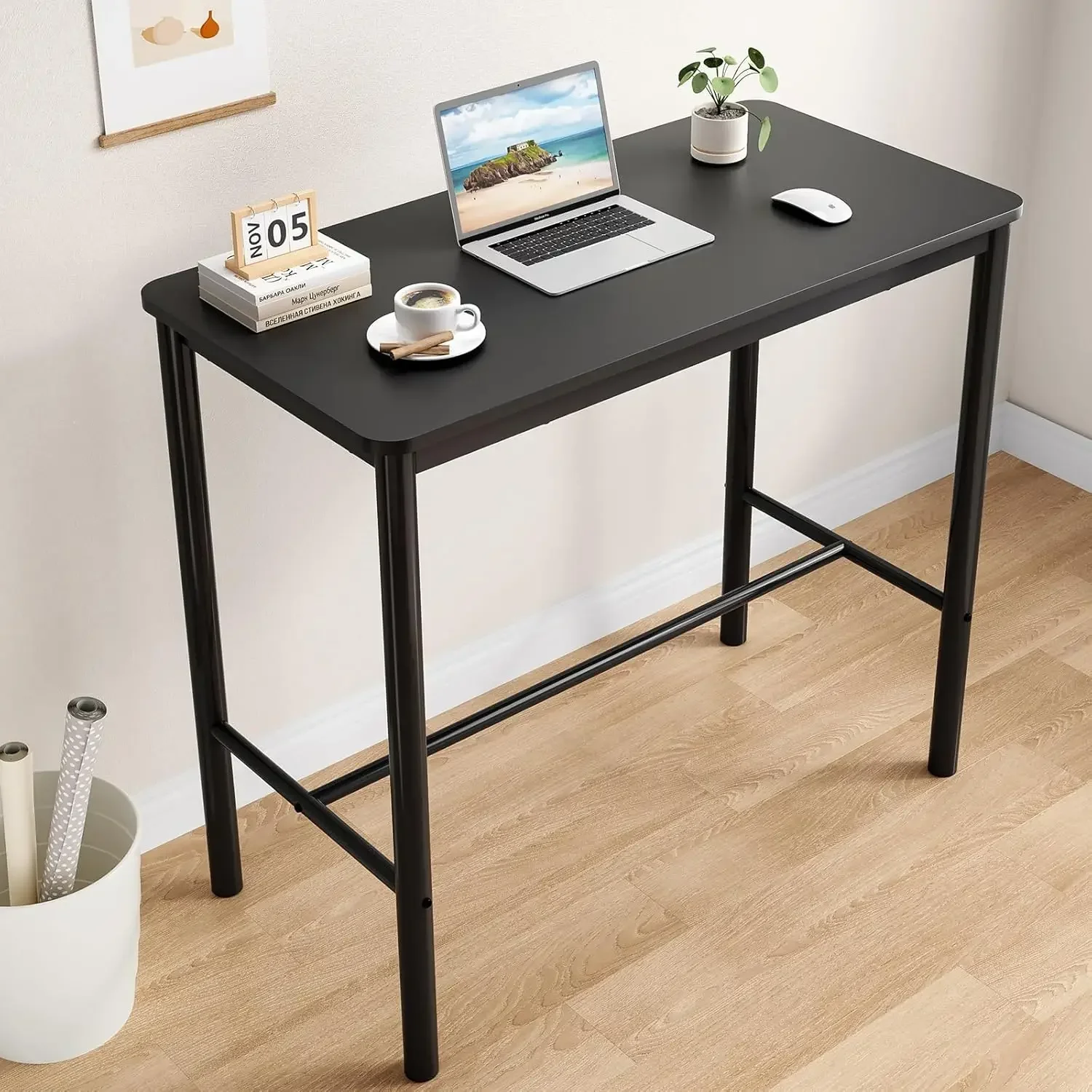 

Бестселлер: Прямоугольный барный стол для столовой с металлическими ножками, 47 дюймов, черный