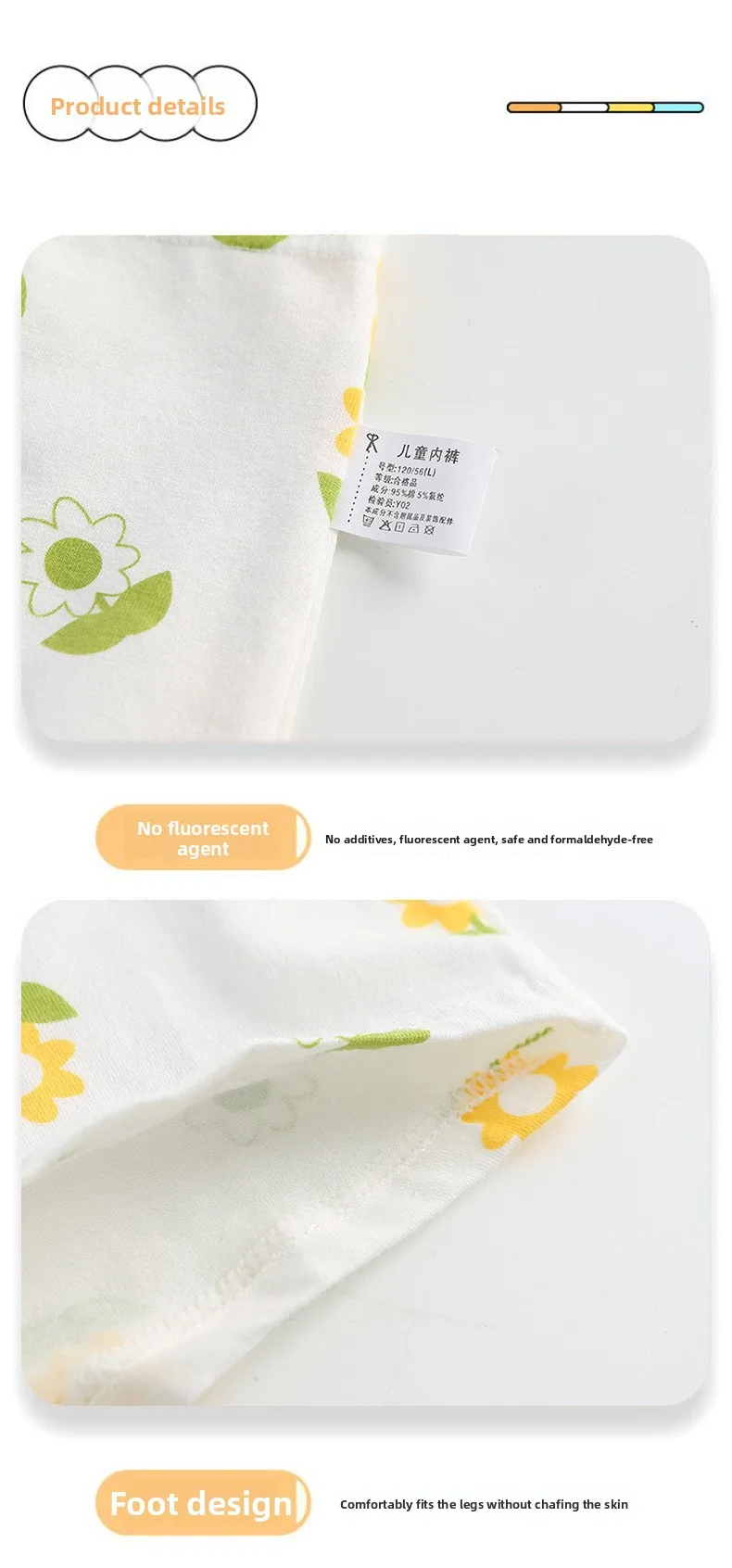 4er-Pack 7A Antibakterielle Mädchen-Baumwoll-Boxershorts mit Cartoon-Print, atmungsaktive Unterwäsche für große Kinder, kein Hochrutschen, kein Reiben – Detail 7