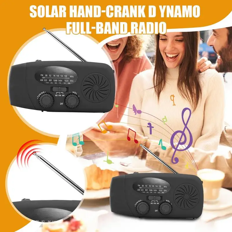 Emergency Hand Crank Radio Waterproof  AM FM SOS Outdoor Flashlight Portable Survival Gear Multifunctional Reading Lamp