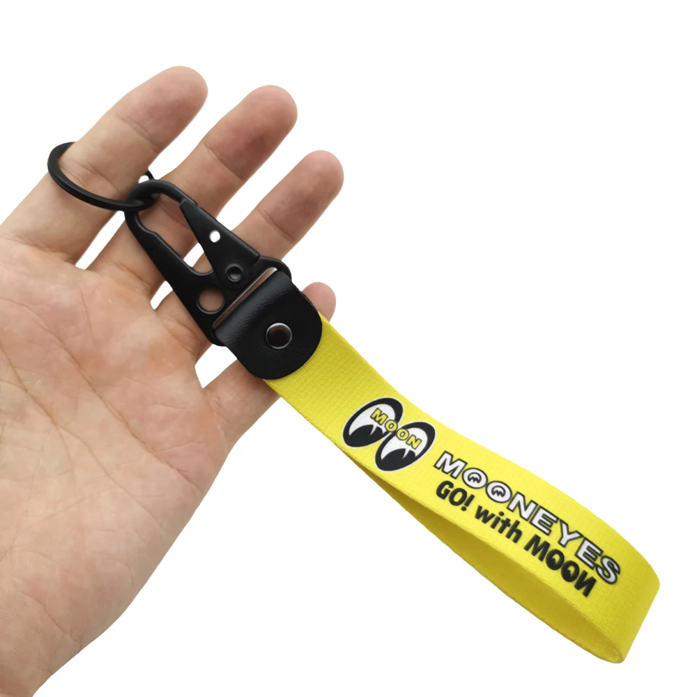 JDM Federclip Auto-Schlüsselanhänger Gelb MOONEYES Motorrad-Schlüsselring Persönlicher Modischer Stoff-Schlüsselanhänger JET-Tag Anhänger Zubehör – Detail 11
