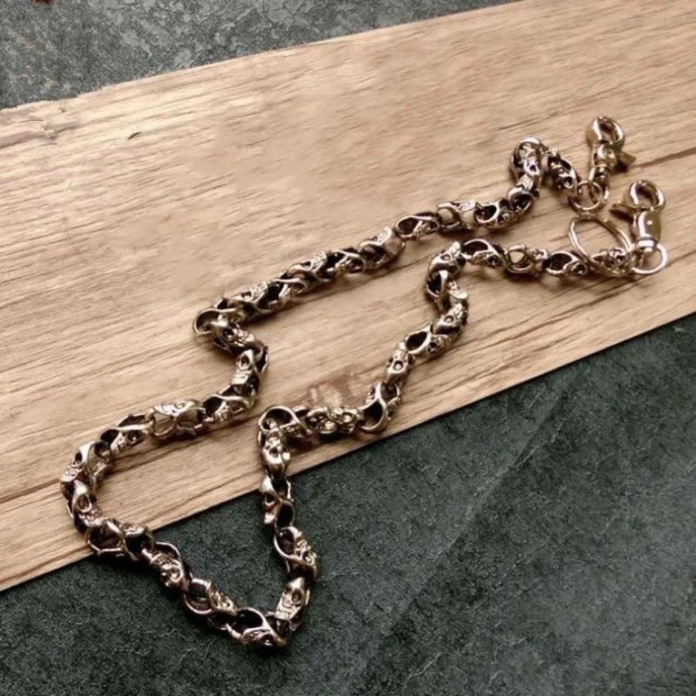الجينز ديكور كول الجمجمة السراويل سلسلة قابل للتعديل Y2K الرجال الجينز سلسلة الفضة والمجوهرات اكسسوارات فاسق سبيكة الخصر ديكور الرجال