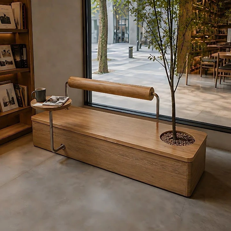 Nordic light luxury wood, bench overhead viewing stool