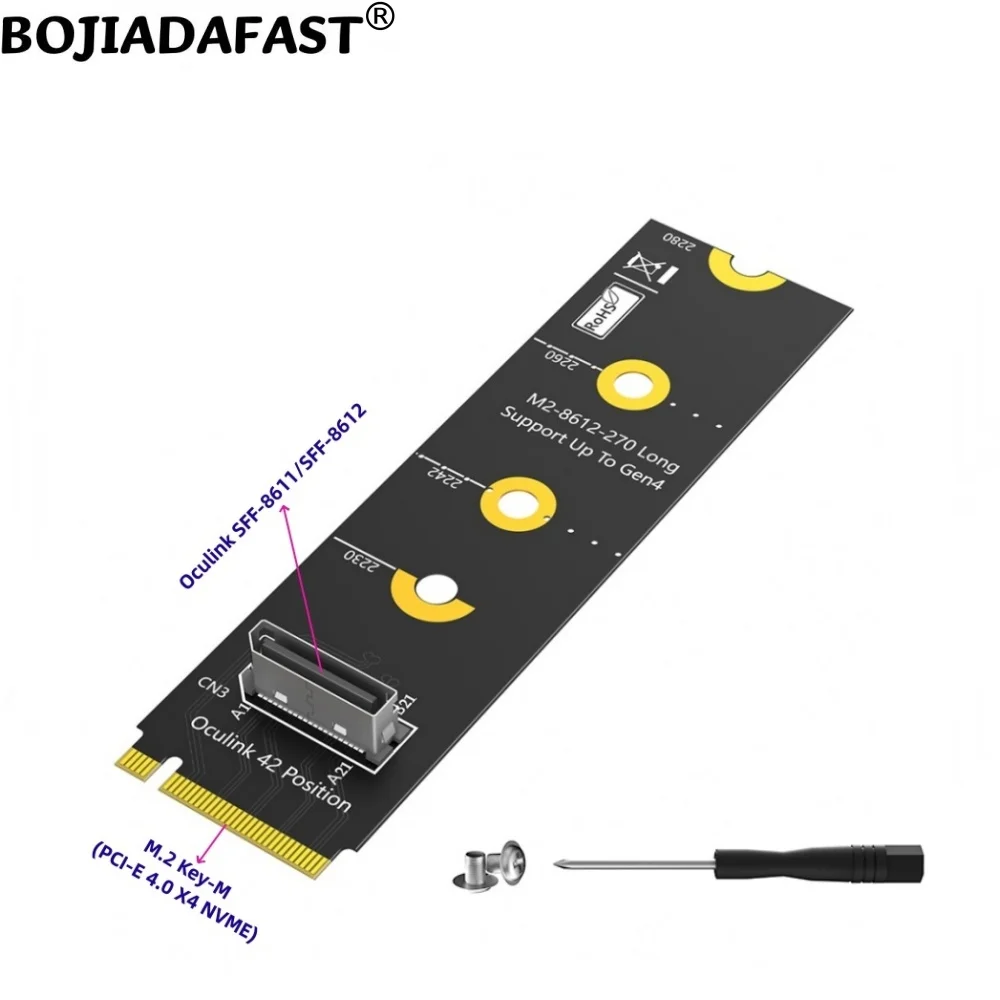 

SFF-8611 SFF-8612 Oculink Port to 2230 2242 2260 2280 PCI-E 4.0 NGFF M.2 NVME Key-M Interface Adapter Card Long Type