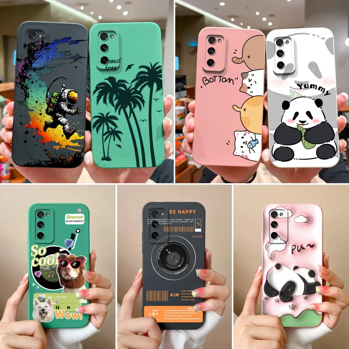 Capa Traseira Para Samsung Galaxy S20 FE Plus, Protetor De Câmera, Capas De Telefone De Silicone Líquido, Panda, Gato, Ultra