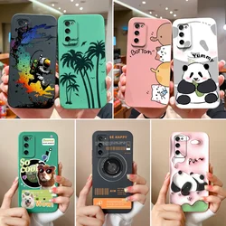 Case For Samsung S20 FE Plus Ultra Panda Cat Back Cover For Samsung Galaxy S 20 Camera Protector Liqiud Silicone Phone Cases