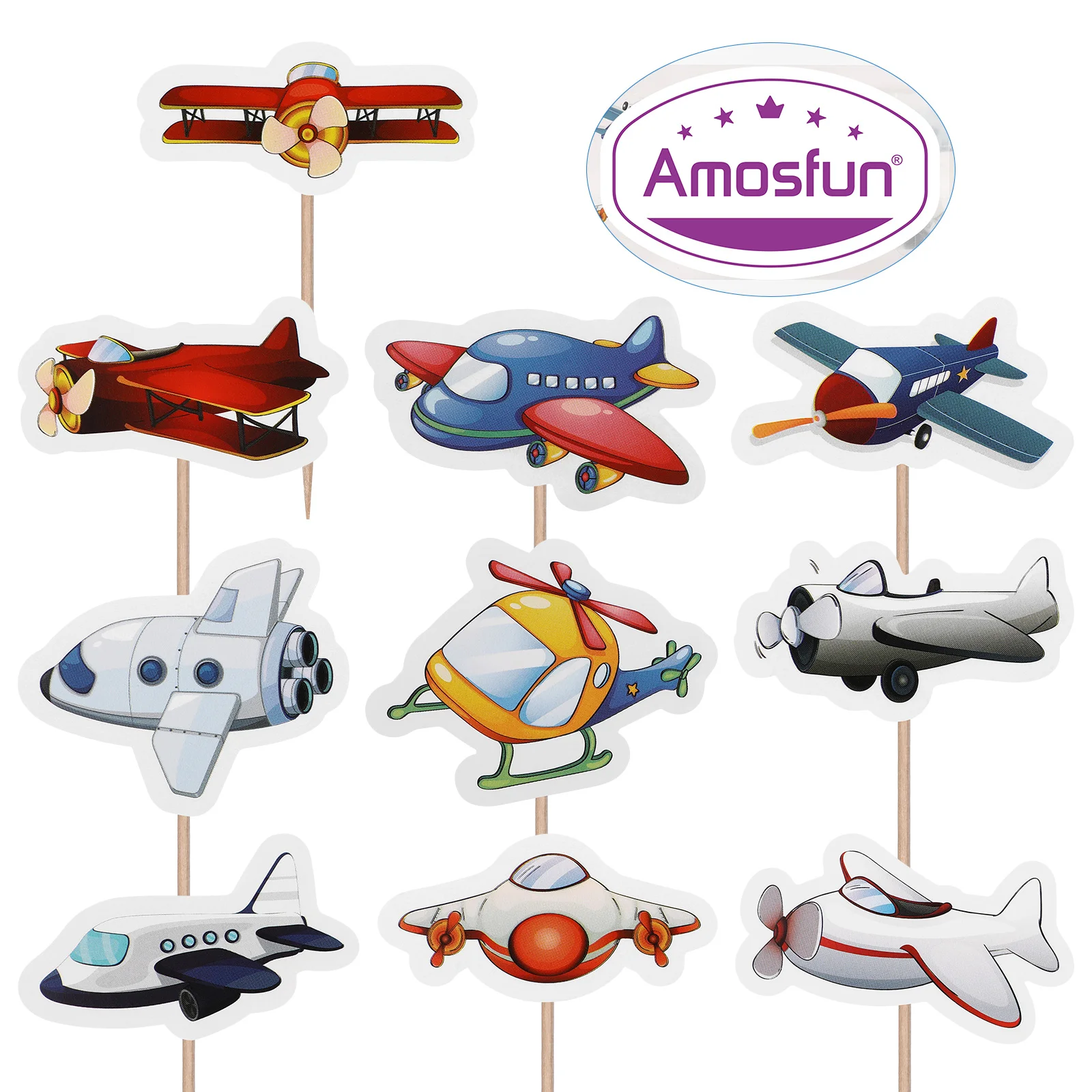 10 Pcs Cakes Airplane Toppers Cupcake for Dessert Birthday Party Supplies Picks Favor Child