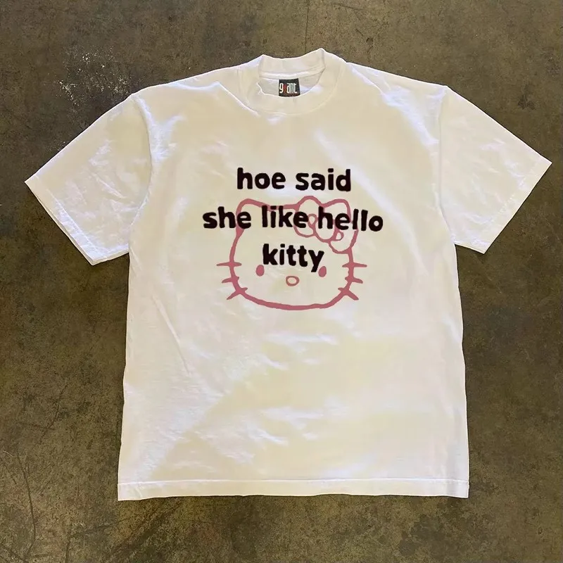 

Loose Fit Cotton T-Shirt Short Sleeve Double Thread Pure Cotton American Retro Style for Couples Men Women by Xiao Chen Story