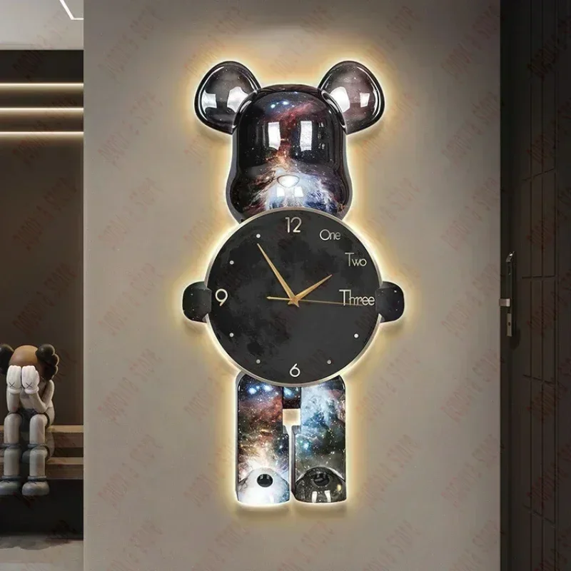 Bear Wall Clock Modern Design Large LED  Clocks Living Room Decoration  Watch  Home Decor