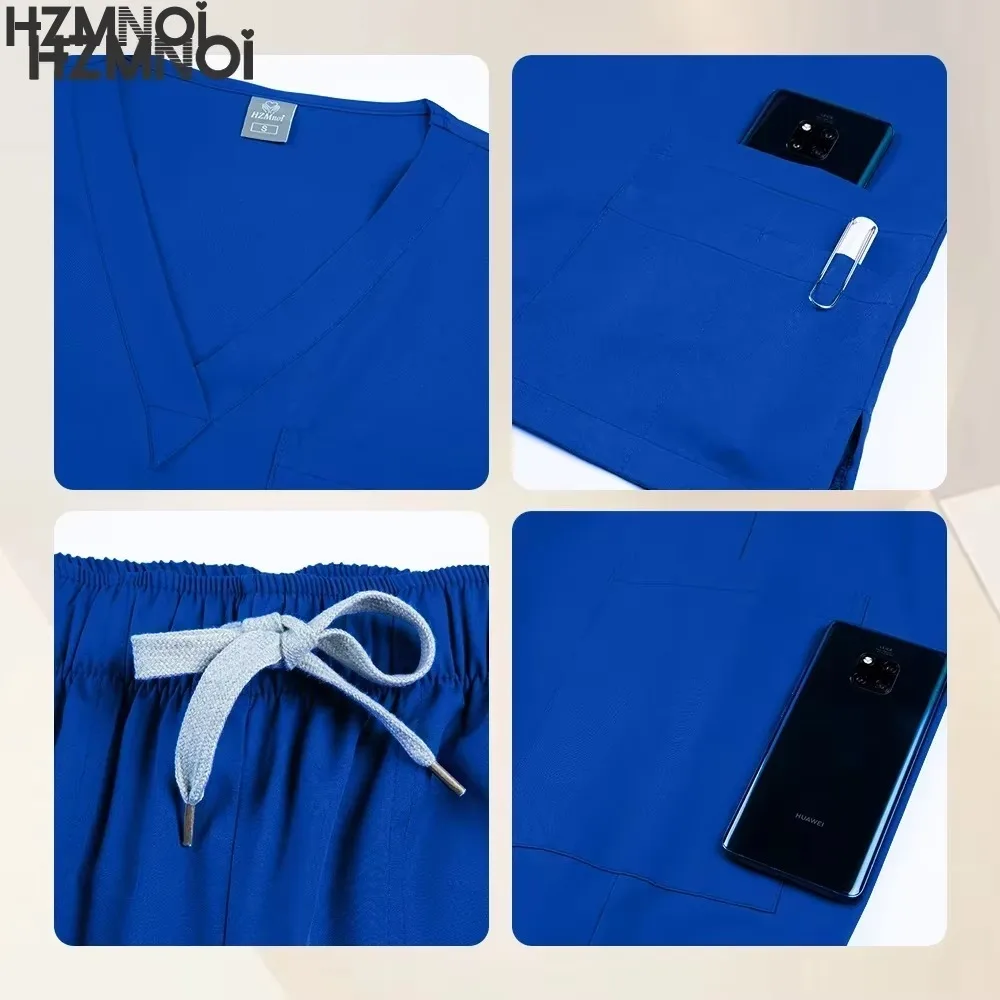 Медицинская форма, эластичный набор скрабов, больничные хирургические скрабы, топы, брюки, спецодежда для медсестер, одежда для врачей, медицинские аксессуары