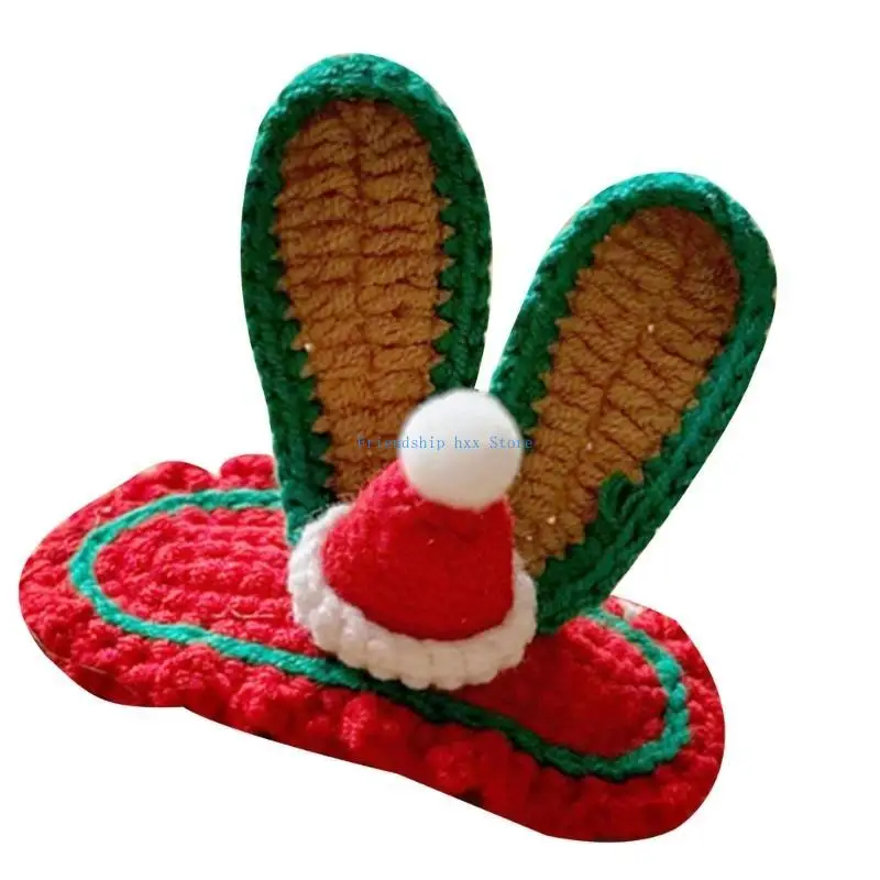 F1CB Kids Christmas Hair Clip Rabbit Ears Hairpin Handmade with Wools for Little Girl