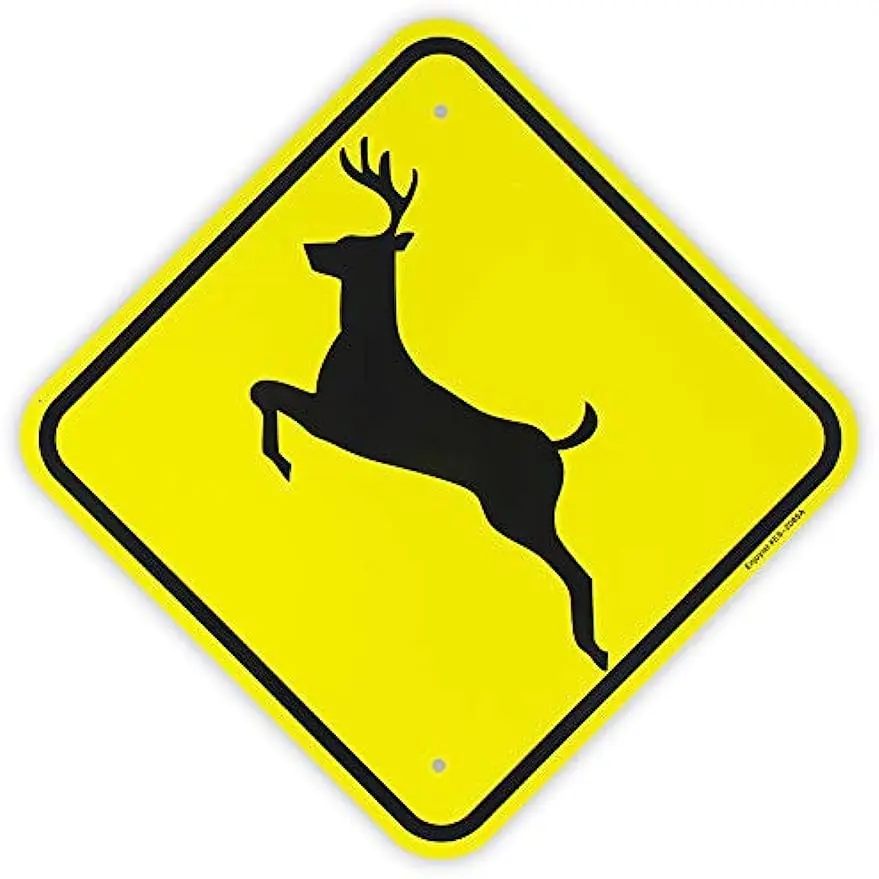 Enjoyist Deer Xing Crossing Sign Aluminum Reflective Sign Rust Free Aluminum-UV Protected and Weatherproof