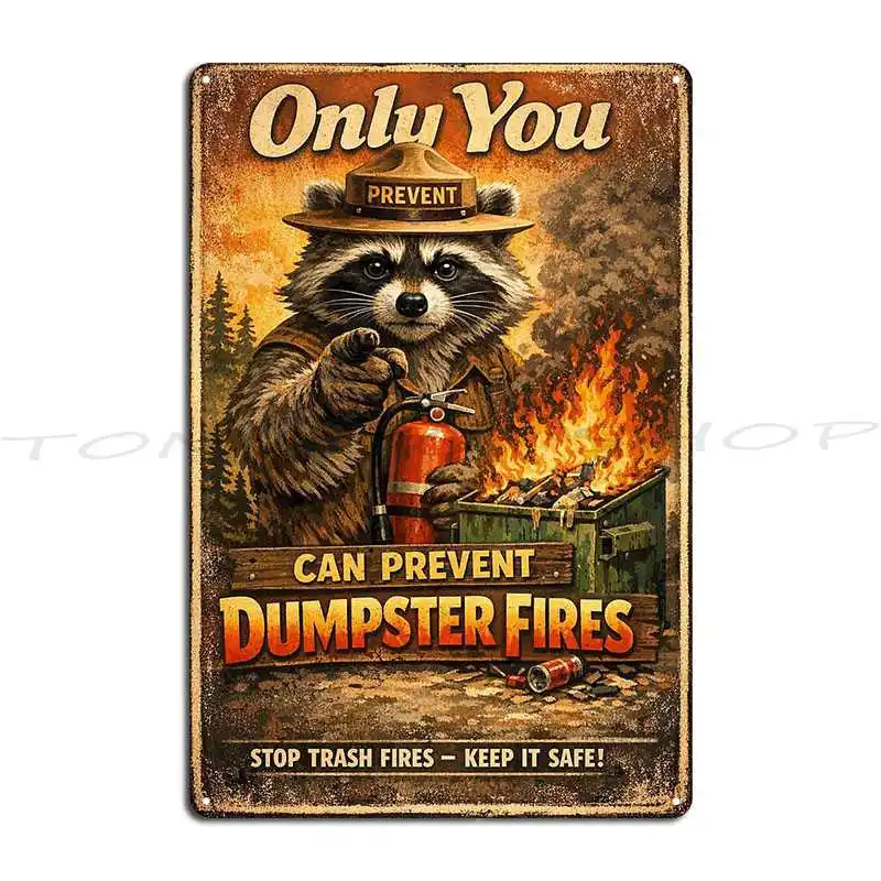 Only You Can Prevent Dumpster Fires Metal Sign Poster Club Living Room Design Funny Design Tin Sign Poster