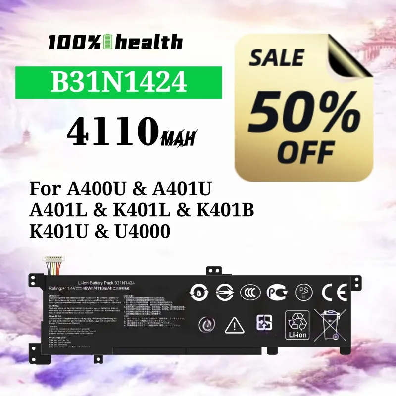 

B31N1424 4110mAh Laptop Battery for ASUS A400U/A401U/A401L/K401L/K401B Lithium Rechargeable Battery