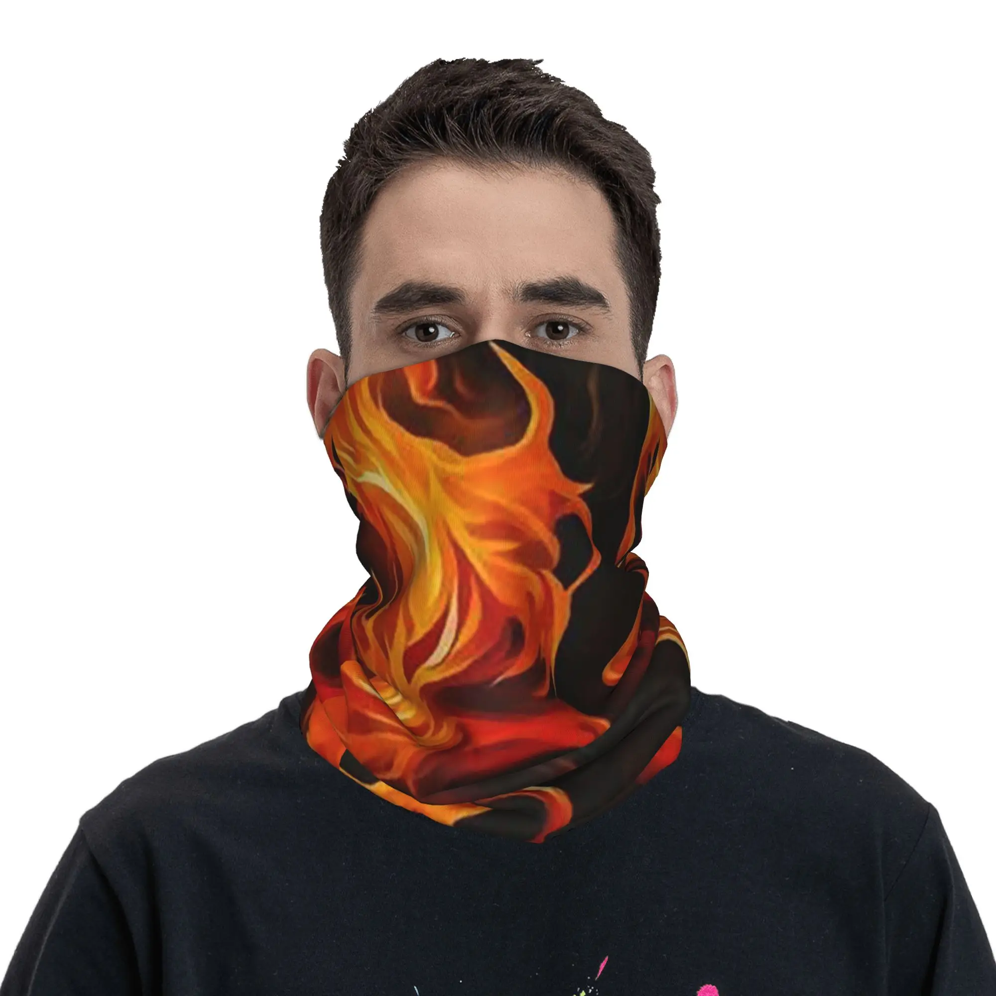 Flame Pattern Bandana Neck Cover Printed Face Scarf Balaclava Riding Unisex Adult Breathable