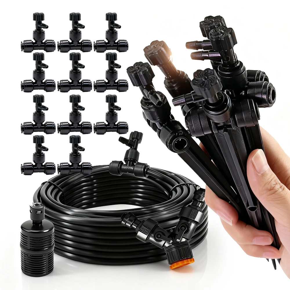 

Комплект для микроорошения 5-50 м с регулируемым шлангом 1/4 дюйма, капельным дозатором, регулирующим клапаном и эмиттером, водосберегающая система полива для сада