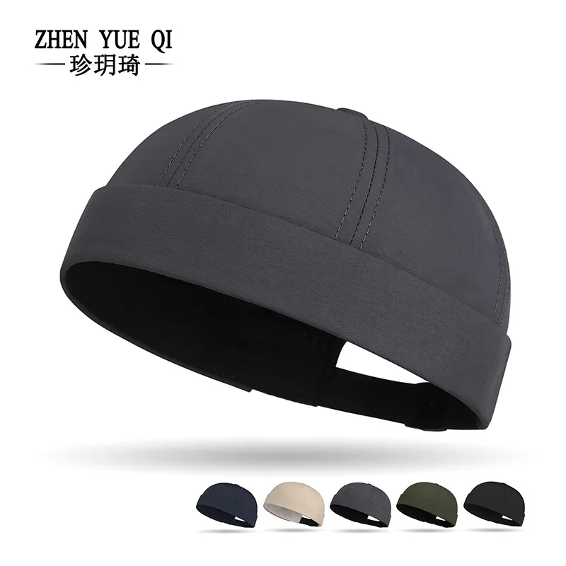 Spring and Summer New Quick Drying Landlord Hat for Boys, Thin, Brimless, Adjustable Watermelon Hat, Japanese Tang Hat