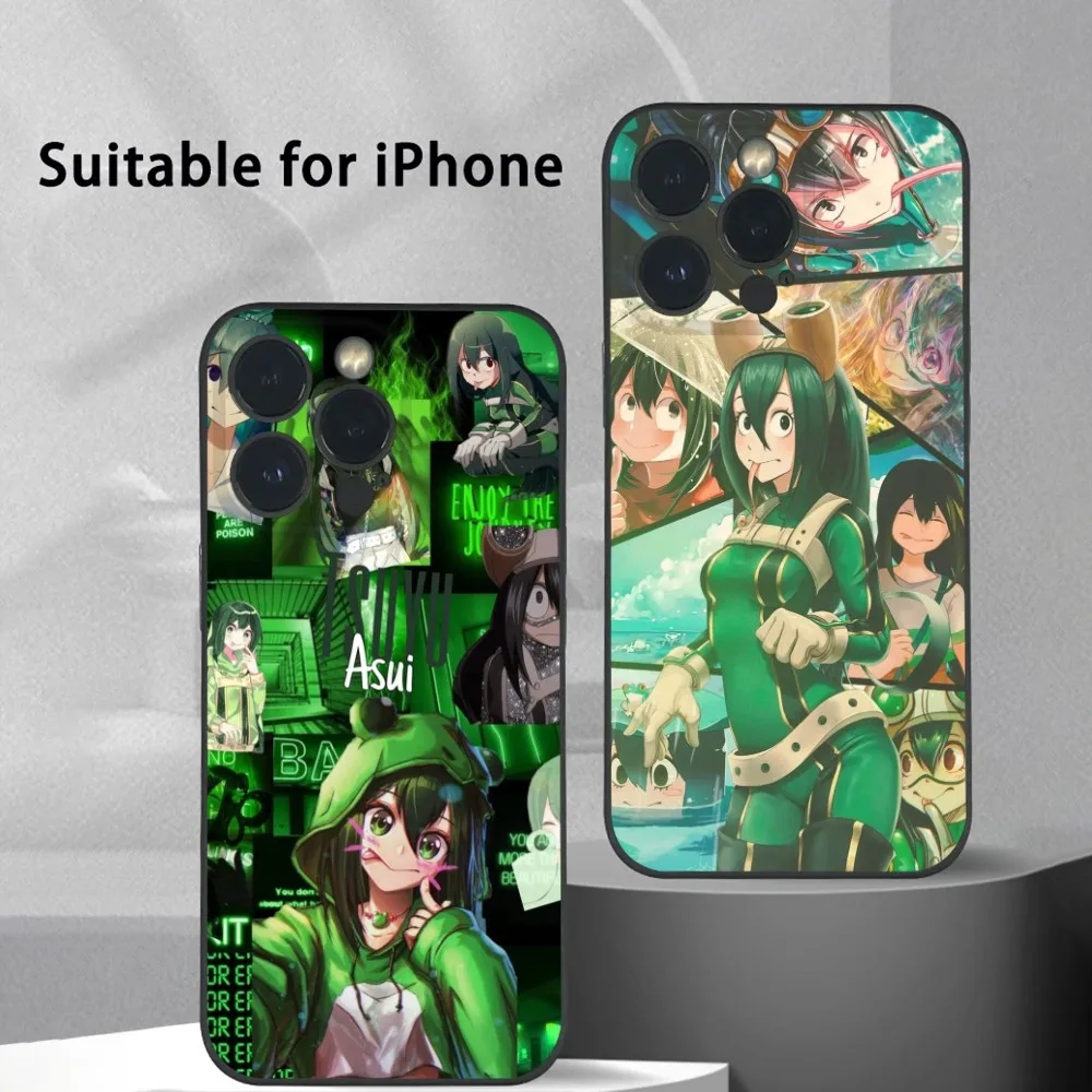 t-Tsuyu Asui Anime Girl Phone Case For iPhone 16 15 14 13 12 11 Pro Max Plus Mini Frosted Soft Shell Funda