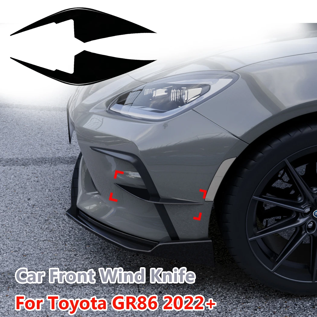 2022 To Up For Toyota GR86 Front Bumper Side Trim Lip Spoiler ABS Glossy Black Fender Canard Stickers