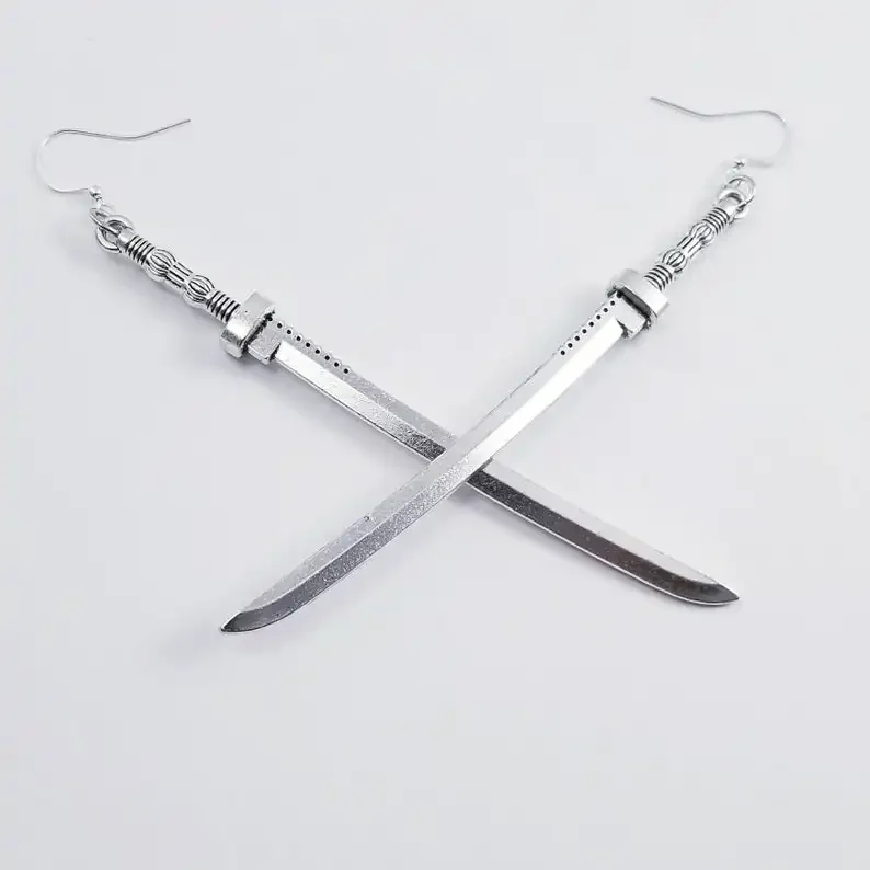 Long Samurai Sword Pendant Earrings Fashion Jewelry