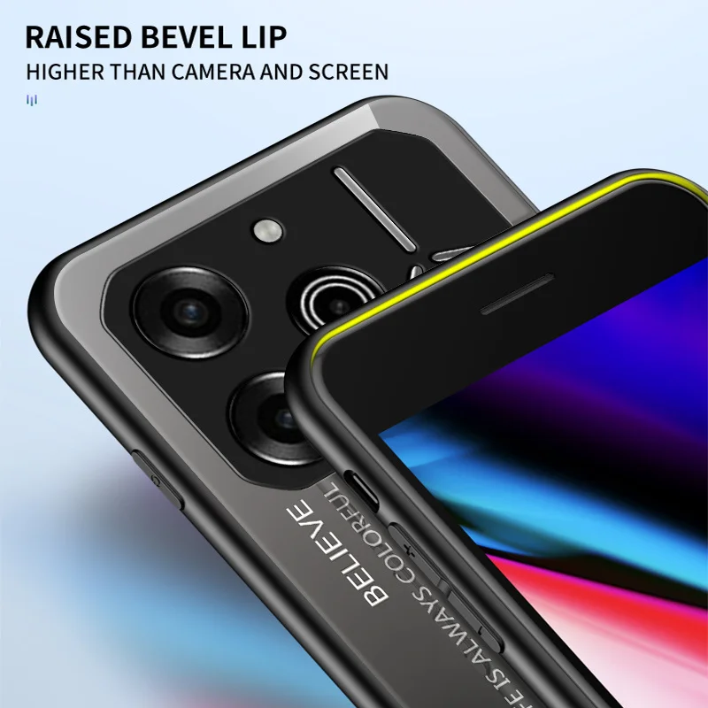 Tecno Pova 6 Pro 5G LI9 حافظة متدرجة من الزجاج المقسى غطاء خلفي صلب جراب هاتف ممتص للصدمات من السيليكون لهاتف Tecno Pova 6 Pova6