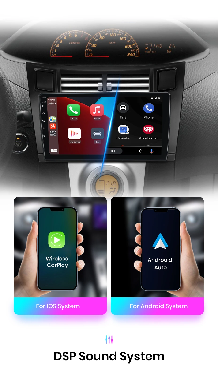 Junsun carplay android auto radio für toyota yaris 2005-2012 360 kamera auto intelligente systeme rds bt dsp 2 din autoradio – Detail 11