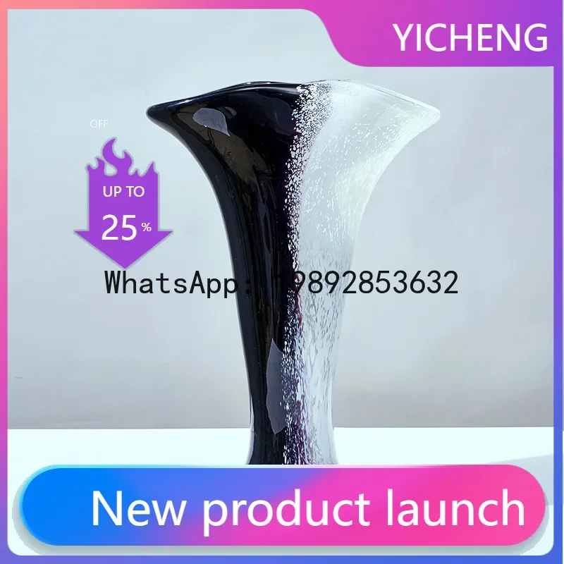 modern simple light luxury black and white ink splicing glazed vase