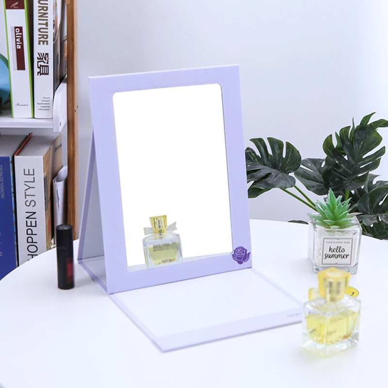 Espejo de maquillaje portátil para mujer, espejo de tocador con tapa cuadrada, plegable, herramientas de estilismo para maquillaje y belleza
