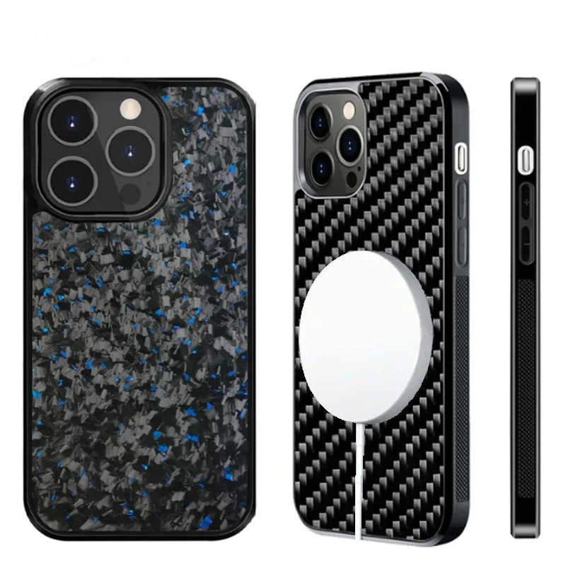 

Magsafe Glossy Forged Carbon Fiber TPU Phone Case for iPhone 13 Pro Max / 12 Pro Anti-fall 14 Pro Max 15ProMax Shell