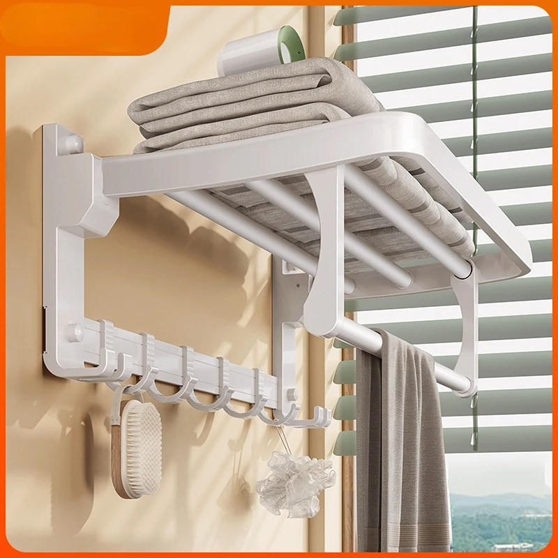 

Aluminum Towel Rack Bathroom Wall-Mounted Punch-Free Toilet Rack Toilet Bath Towel Rack