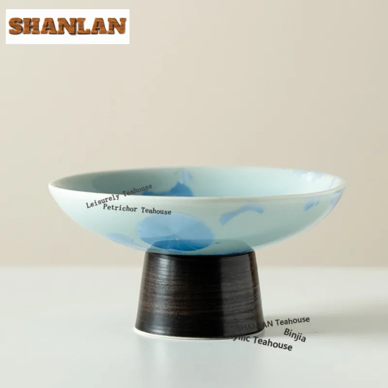 

Ice Flowers Crystal Glaze Fruit Dishes Creative Pastry Plate Fruit Snack Plate Household Plates For Food Tea Items Decoration