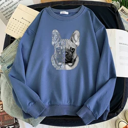 Simple Winter Woman Sweatshirt French Bulldog Quote Love Animals Prints Hoody Loose Soft Pullover Fleece Warm Ladies Sportswear