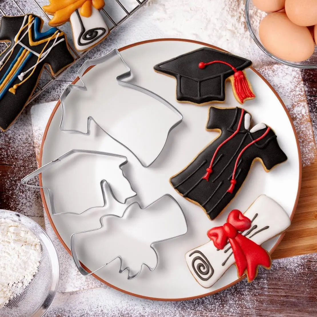 Graduation Cookie Cutters Set Graduation Biscuit Mold Stainless Steel Cookie Cutter Graduation Gown Dress