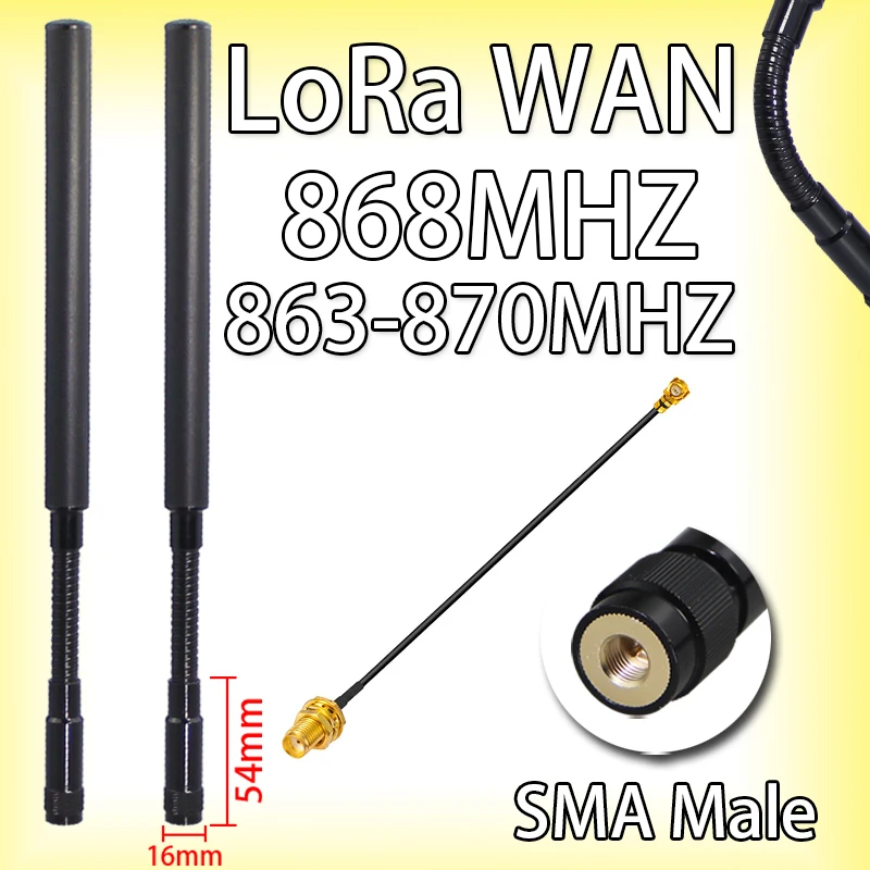 

LoRa Wan 868MHz gooseneck antenna 863-870MHz 869MHz 868-915MHz 915MHz Meshtastic high efficiency antenna SMA Male Connector