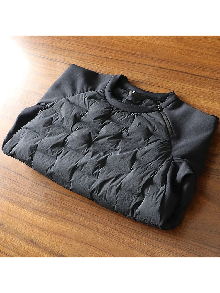 

Мужская теплая толстовка с длинным рукавом для активного отдыха, утепленная хлопковым наполнителем, осенне-зимняя, с круглым вырезом, пуловер