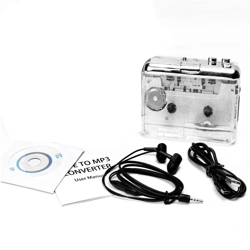 1Set USB Cassette Capture Radio Player Cassette To MP3/CD Type-C Walkman Audio Music Player Transparent-Y41A