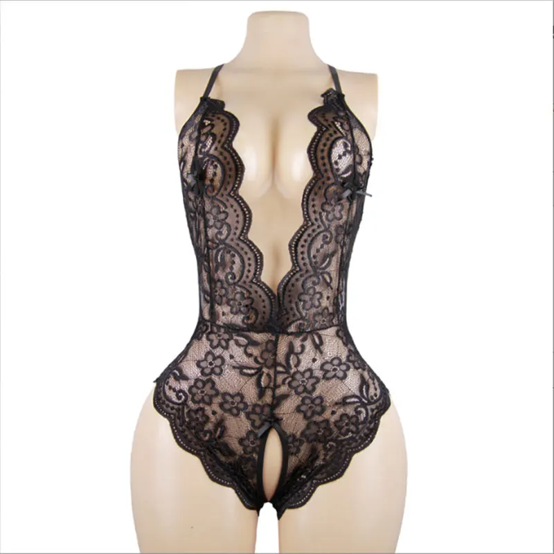 Crotchless Sexy Transparent Bodysuits Ultra Sexy Bra Sets Costumes Lace Underwear Breathable Lingerie Women Intimates Erotic Set