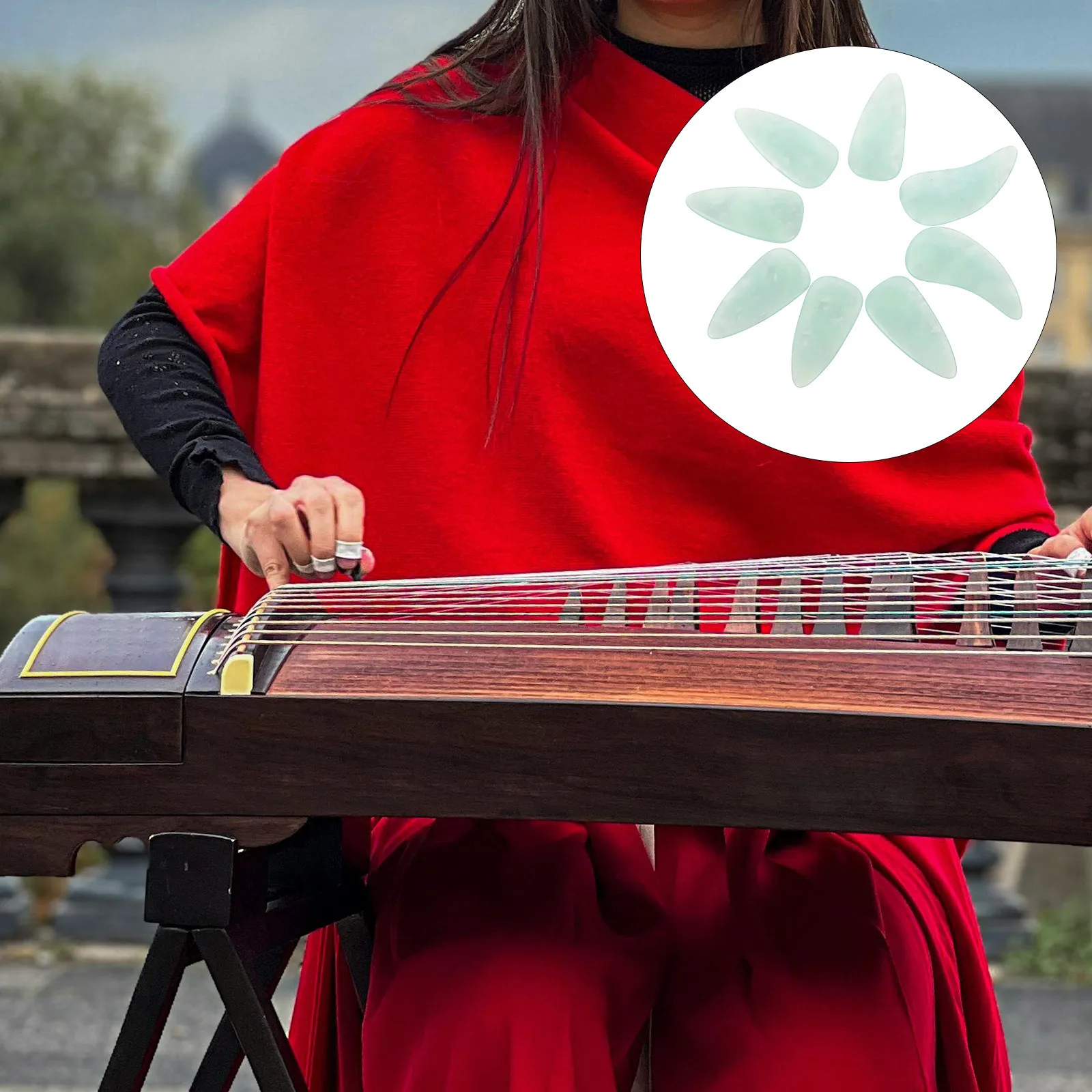 

8pcs Guzheng Nails Reusable Medium Resin Curved Finger Picks For Practice Performance Chinese Zither Accessories Durable