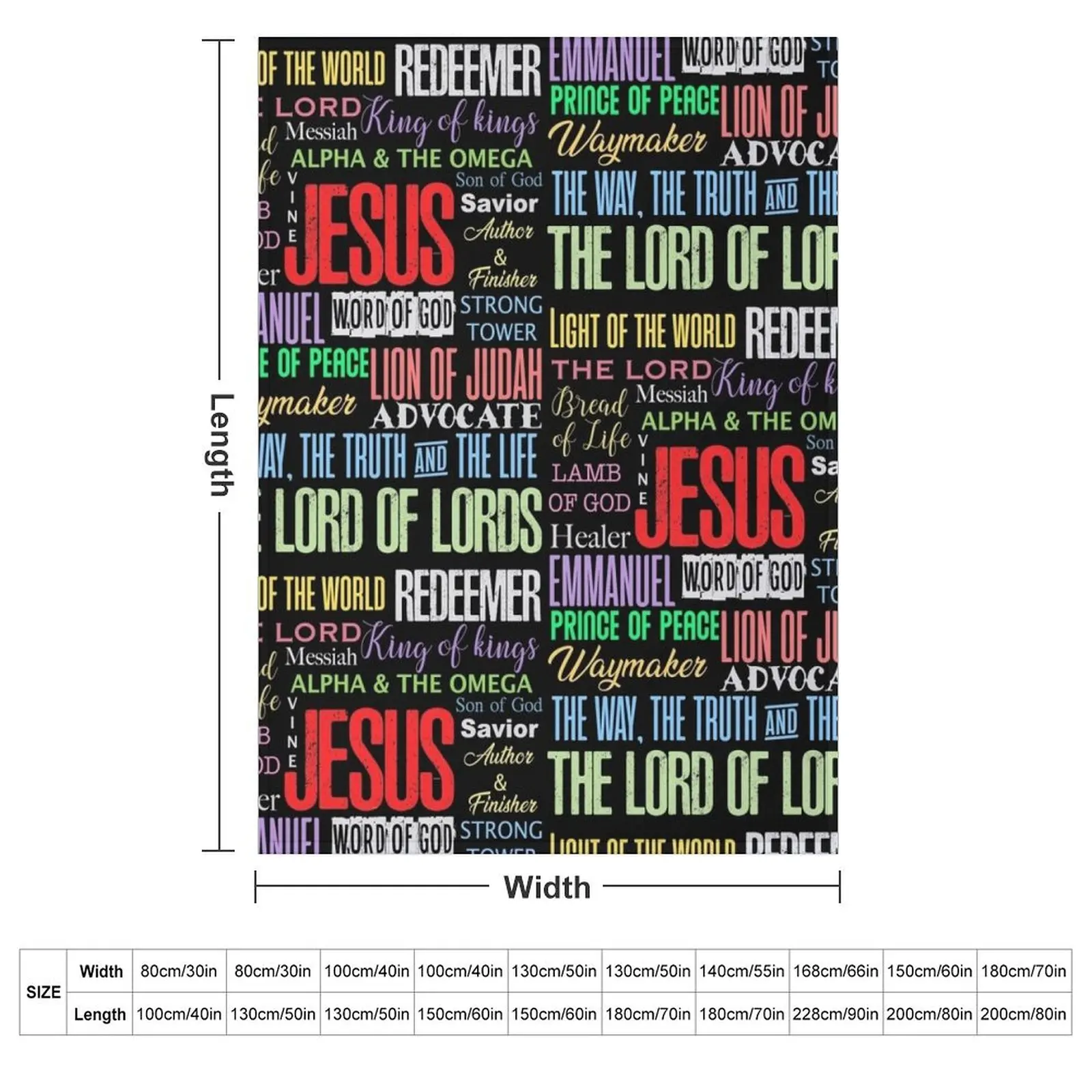 Names of God Lord Jesus Christ - Bible Verse Christian Gifts Store Throw Blanket