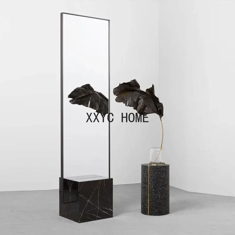 Bedroom Full-Length Mirror Home Exhibition Hall Creative Floor Rectangular Marble Full-Length Mirror